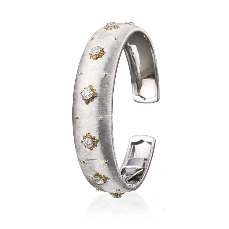 Buccellati - Macri - Cuff Bracelet with Diamonds, 18k White and Yellow Gold