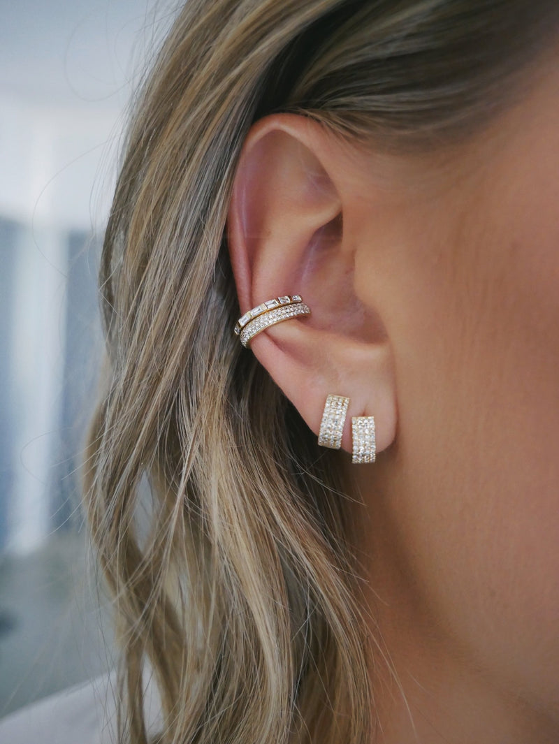 EF Collection - Diamonds Jumbo Huggie Earrings, White Gold