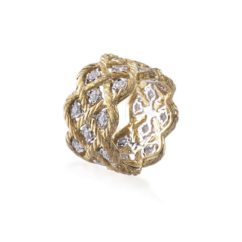 Buccellati - Etoilee - Band Ring with Diamonds, 18k Yellow and White Gold