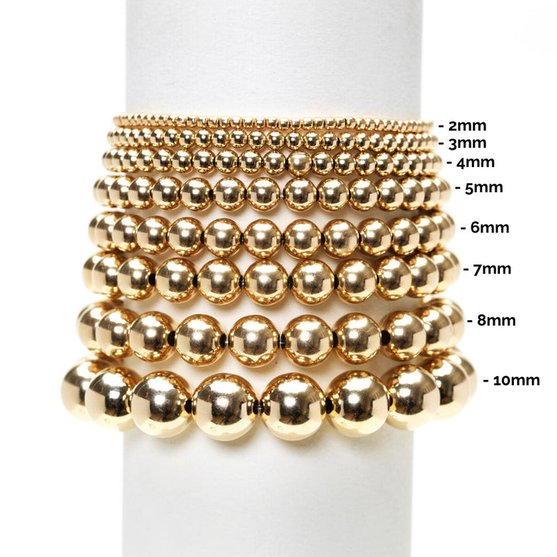 Karen Lazar  - 2 mm Yellow Gold Filled Bead Flex Bracelet Sweet Pearl Stack