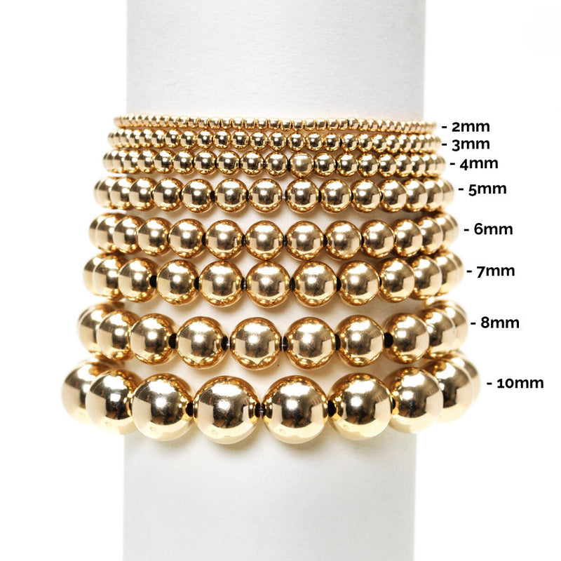 Gold Filled Beads Bracelet, Gold Beaded Bracelet, Waterproof Bracelet,  Stacking Bracelet, Layering Beads Bracelet, Elastic Beads Bracelet 