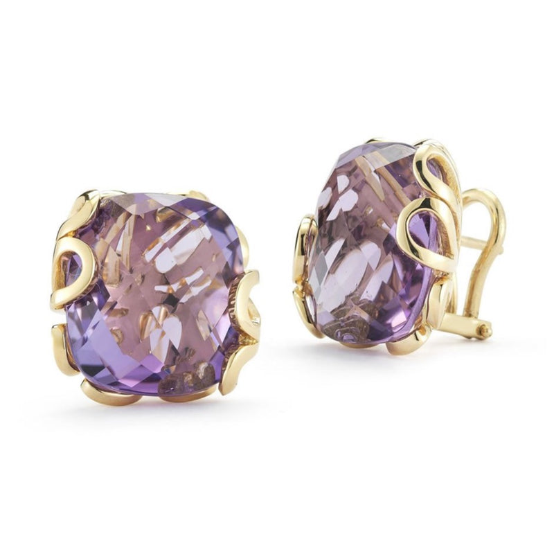 Miseno "Sea Leaf" Clip Earrings with Amethysts, 18k Yellow Gold