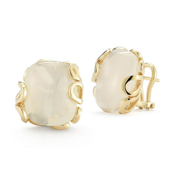 Miseno "Sea Leaf" Clip Earrings with Moonstones, 18k Yellow Gold