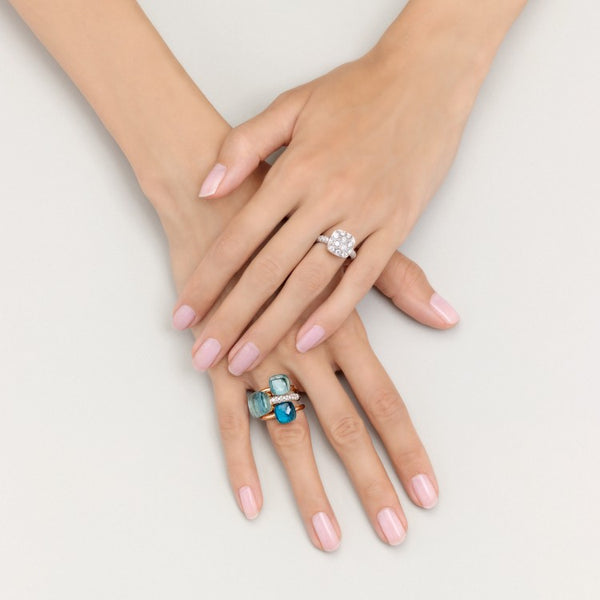 Pomellato - Nudo Petit - Ring with London Blue Topaz, 18k Rose and White Gold