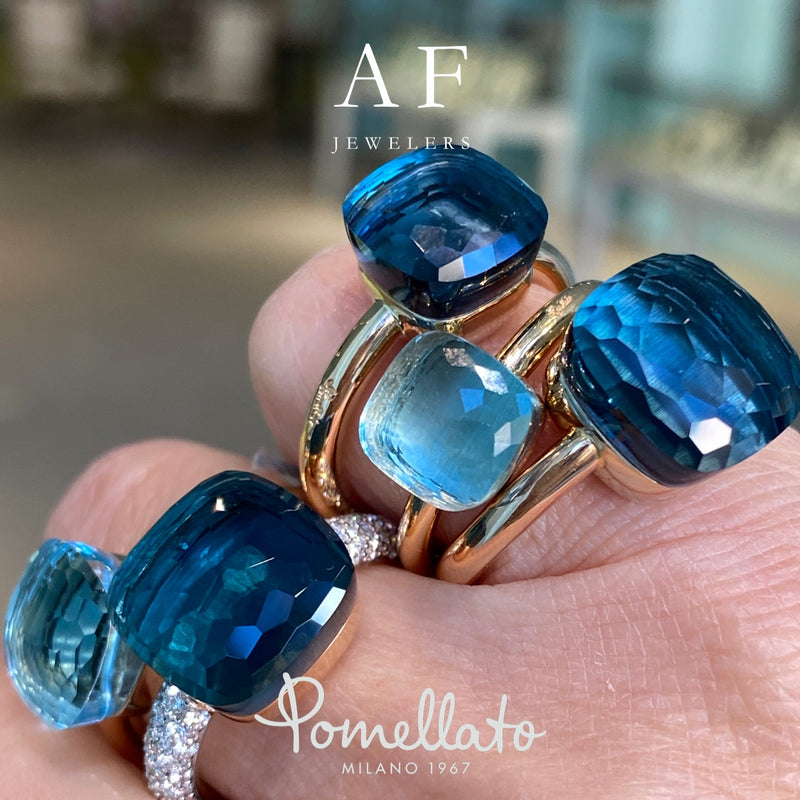 Pomellato - Nudo Classic - Stackable Ring with Blue Topaz, 18k Rose and White Gold