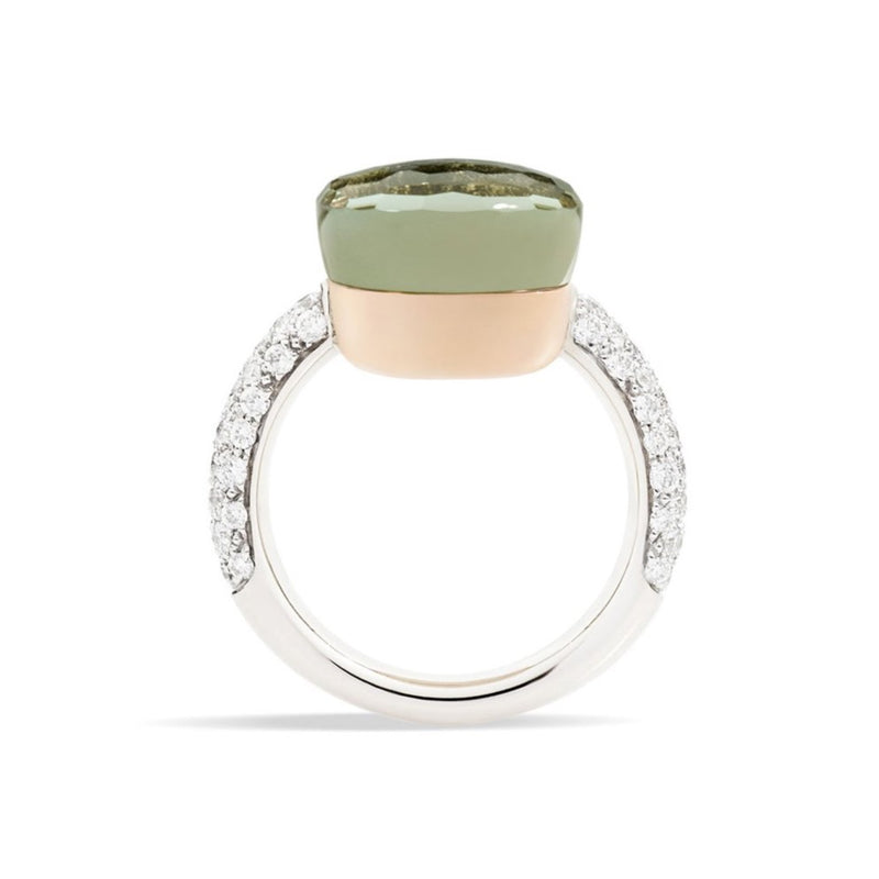 POMELLATO-NUDO-MAXI-RING-PRASIOLITE-DIAMONDS-WHITE-ROSE-GOLD-A.B401/B9O6PA