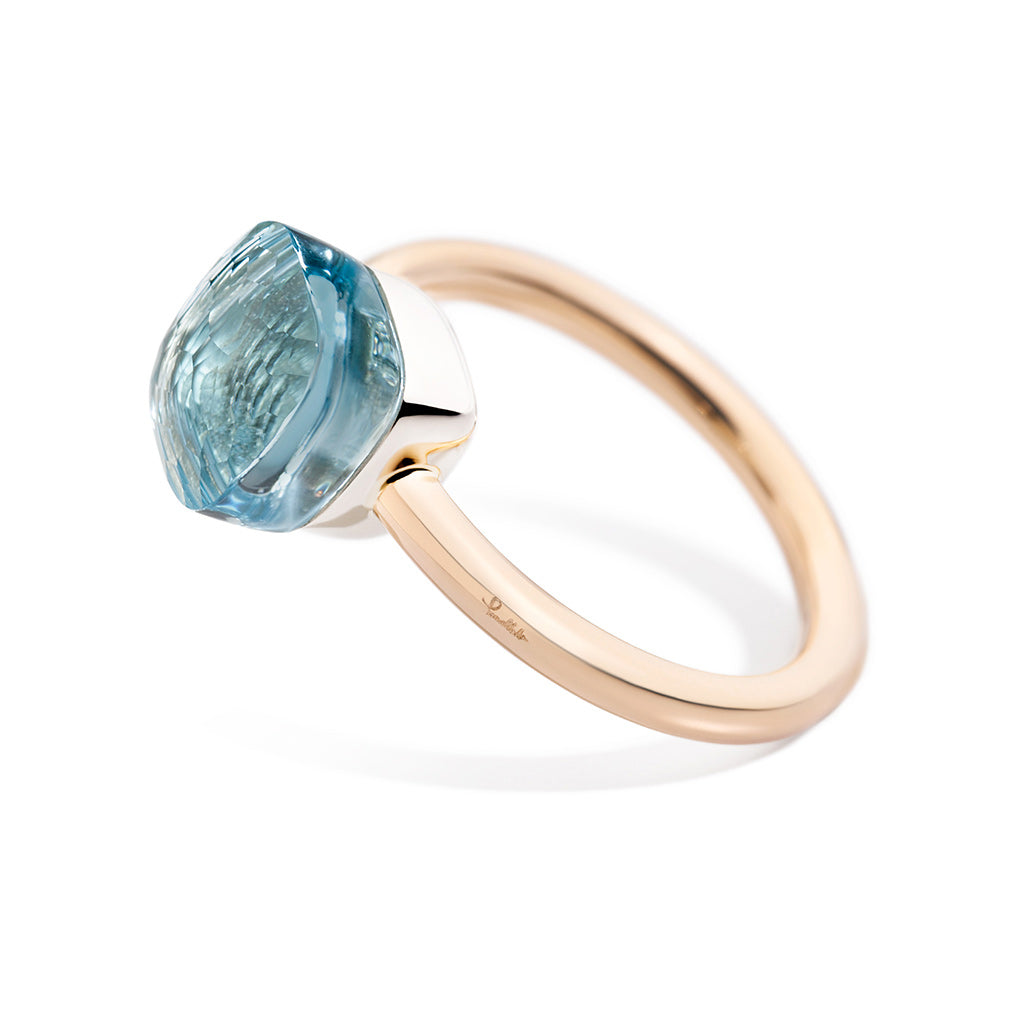 Pomellato - Nudo Petit - Ring with Blue Topaz, 18k Rose and White Gold ...