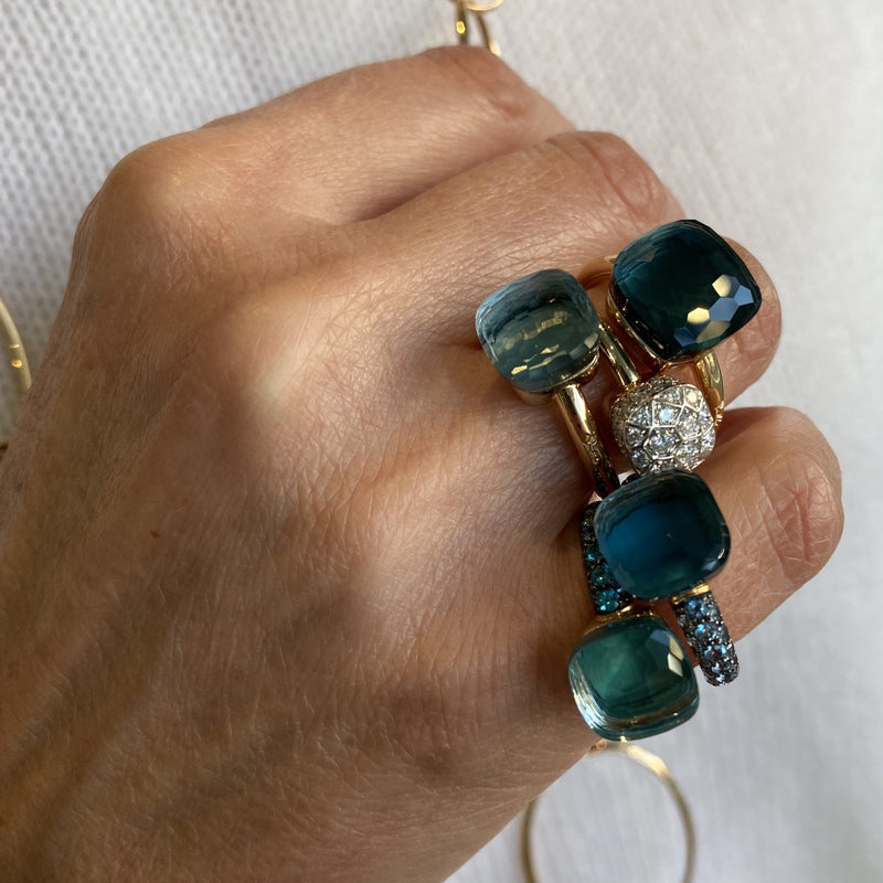 Pomellato - Nudo Deep Blue - Stackable Ring with London Blue Topaz, Lapis Lazuli, 18k Rose and White Gold