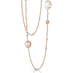 Pasquale Bruni Bon Ton Necklace, 18k Rose Gold with Rose Quartz, White Milky Quartz and Diamonds