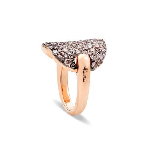 Pomellato - Sabbia - Ring with Brown and White Diamonds, 18k Rose Gold and Black Rhodium