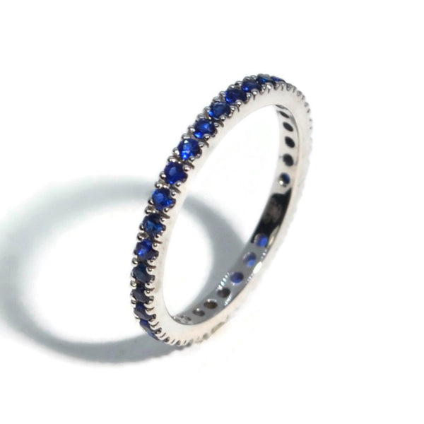 A & Furst - France Eternity Band Ring with Blue Sapphires all around, French-set, 18k White Gold