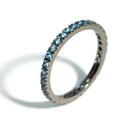 A & Furst - France Eternity Band Ring with Blue Topaz all around, French-set, 18k Blackened Gold