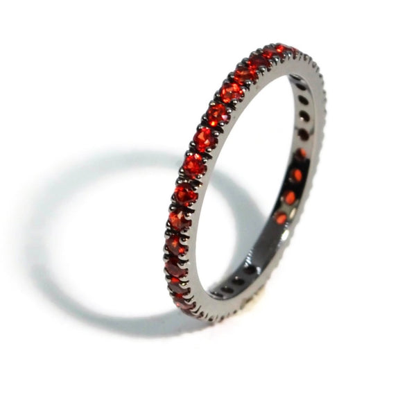 A & Furst - France Eternity Band Ring with Orange Sapphires all around, French-set, 18k Blackened Gold