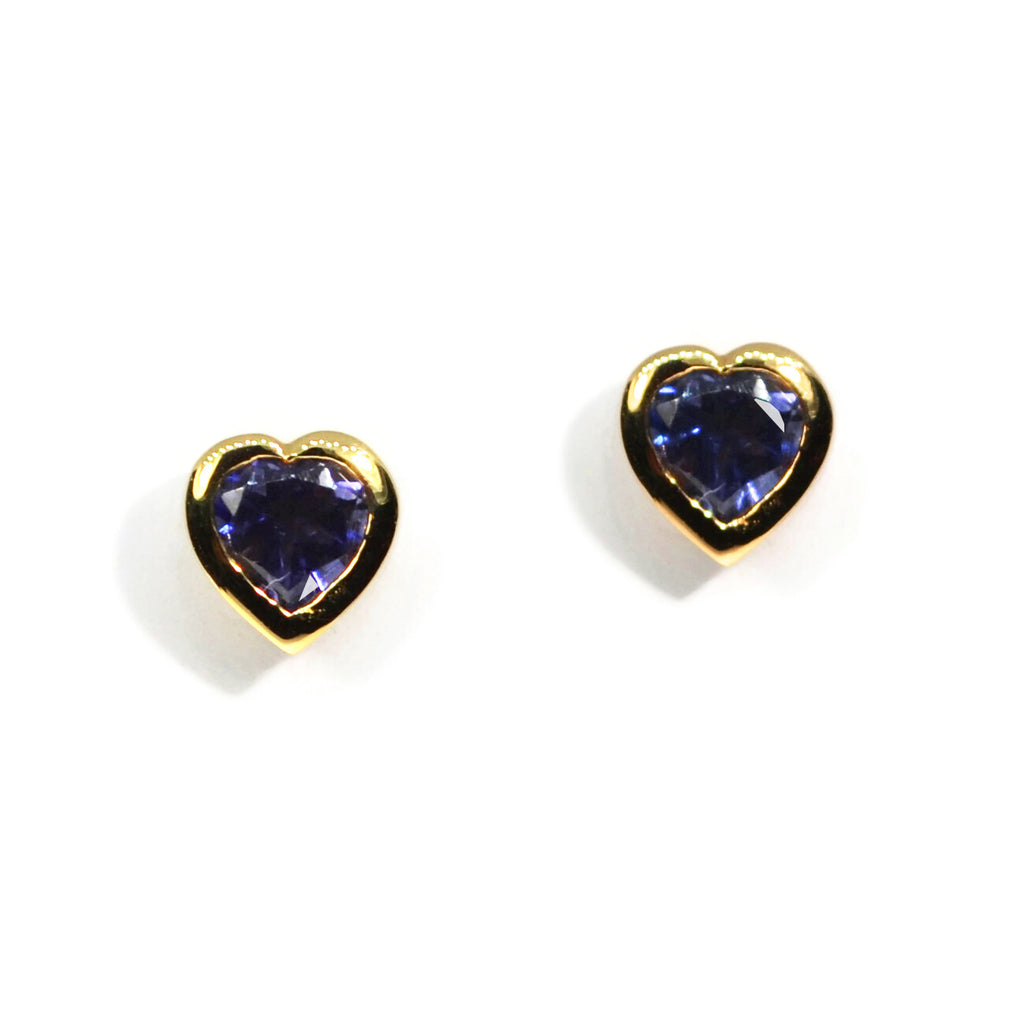 A & Furst - Gaia - Heart Stud Earrings with Iolite, 18k Yellow Gold – AF  Jewelers