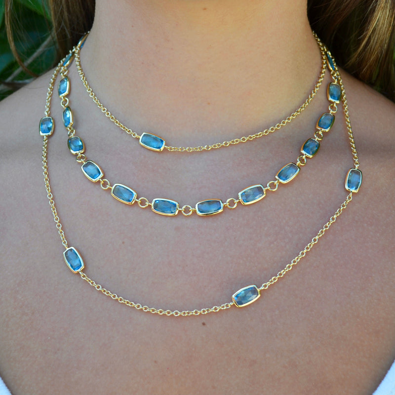 A & Furst - Gaia - Necklace with Swiss Blue Topaz, 18k Yellow Gold