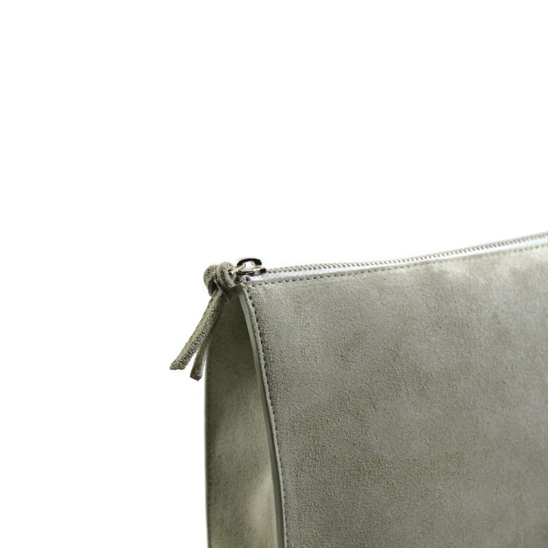 A & Furst - Large Pouch - Handbag, Everest Green Color Suede Leather