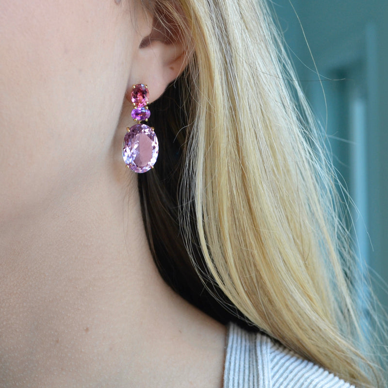 14k Gold Deco Sapphire Dangle Drop Earrings – Starflower Design