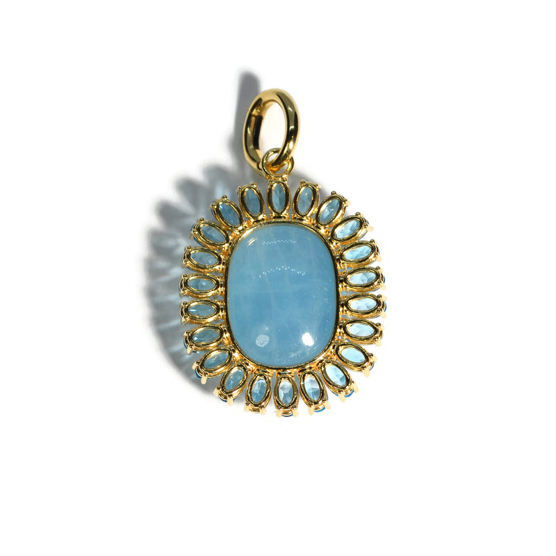 A & Furst - Sole - Pendant with Milky Aquamarine and Swiss Blue Topaz, 18k Yellow Gold