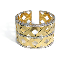 AFJ Diamond Collection - Cuff Bracelet with Diamonds, 18k Yellow Gold