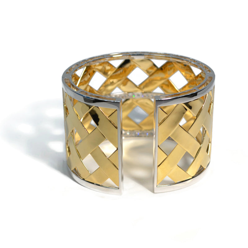 AFJ Diamond Collection - Cuff Bracelet with Diamonds, 18k Yellow Gold