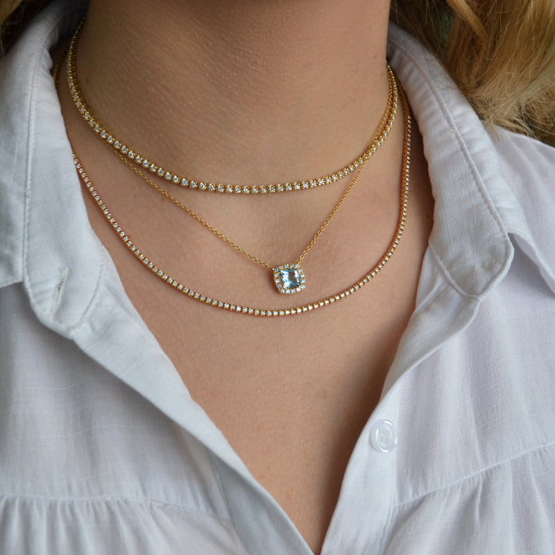 AFJ Diamond Collection - Diamond Riviere Necklace, Rose Gold
