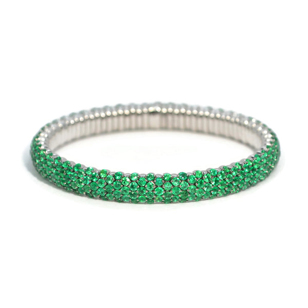 AFJ Diamond Collection - Flexible Bracelet with Emeralds, 18k White Go ...