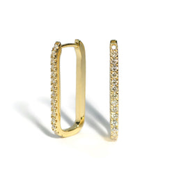 AFJ Diamond Collection - Timeless Diamond Hoop Earrings, 14k Yellow Gold