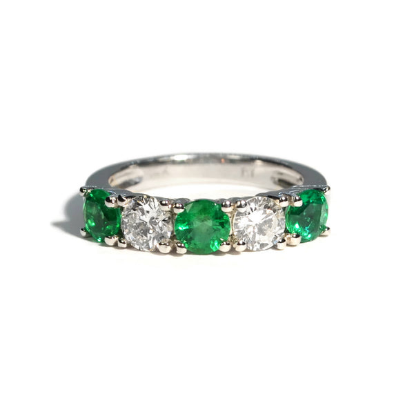 afj-gemstone-collection-5-stone-ring-diamond-emerald-14k-white-gold-RWP9694E