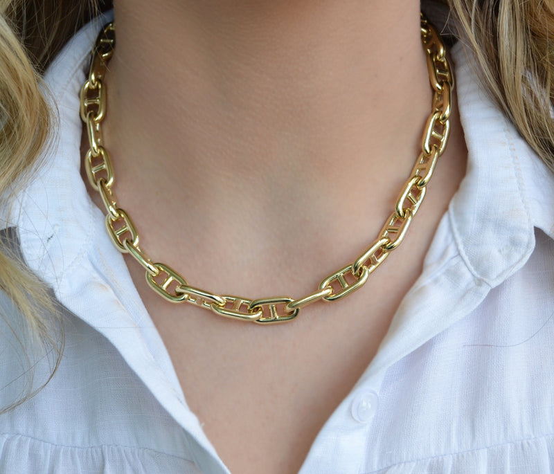 Made in Italy 080 Gauge Mariner Chain Necklace in 10K Hollow Gold - 22