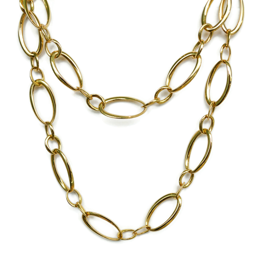 AFJ Gold Collection - Mixed Oval Link Chain Necklace, 18k Yellow Gold