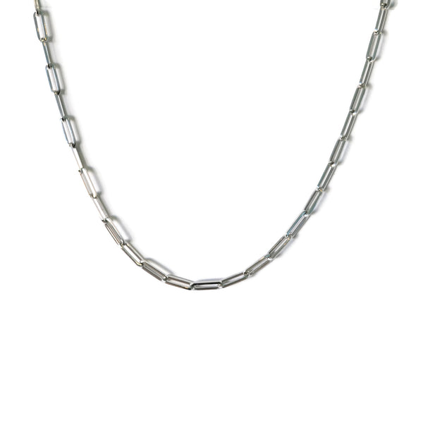 AFJ Gold Collection - Paperclip Chain Necklace, White Gold