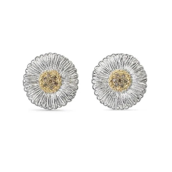 buccellati-blossoms-daisy-small-button-earrings-brown-diamonds-sterling-silver-JAGEAR012309