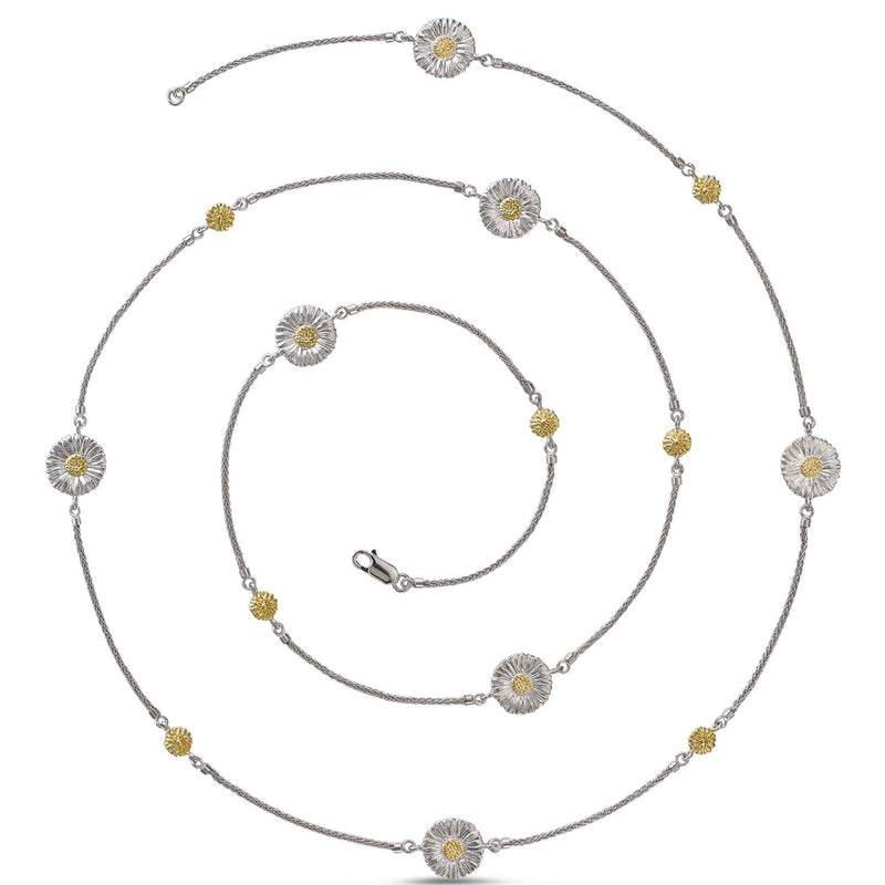 Buccellati - Blossoms Daisy - Station Necklace Sterling Silver with Gold Accents