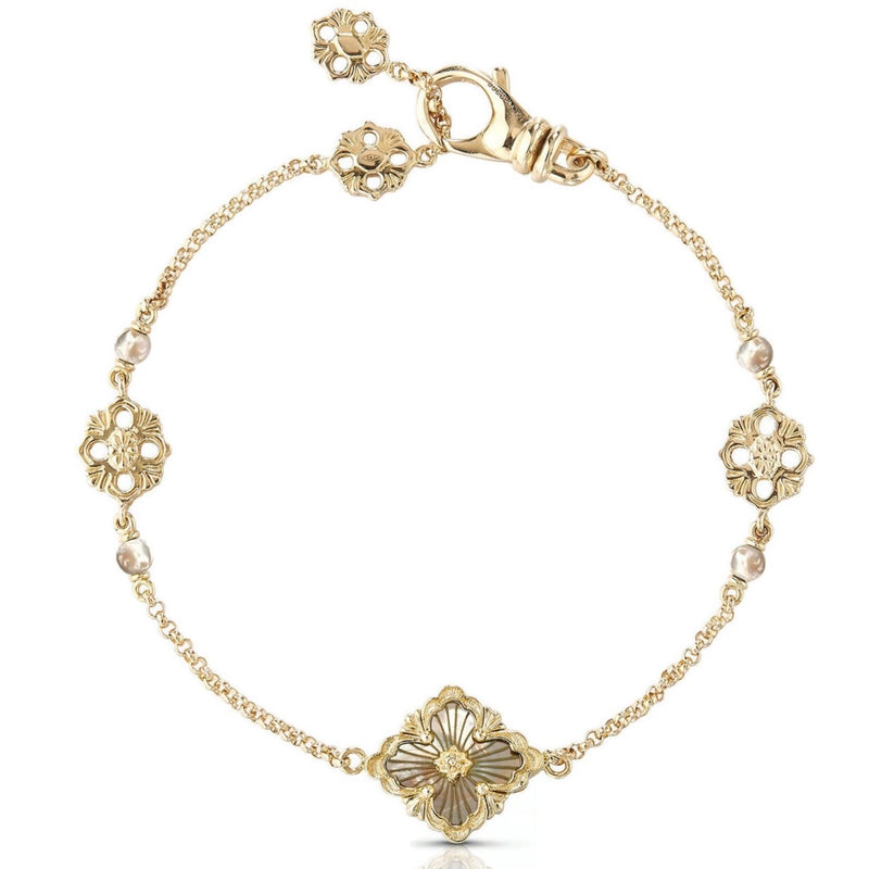 Van Cleef & Arpels Vintage Alhambra Mother of Pearl 18k Yellow Gold Station Bracelet  Van Cleef & Arpels