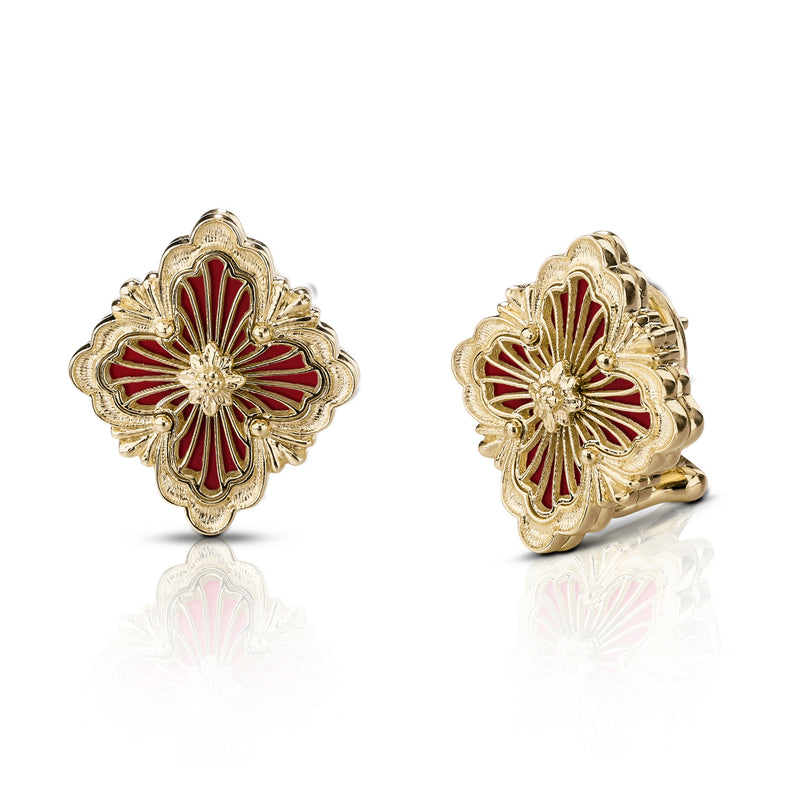 buccellati-opera-tulle-button-earrings-red-cathedral-enamel-yellow-gold-JAUEAR014931