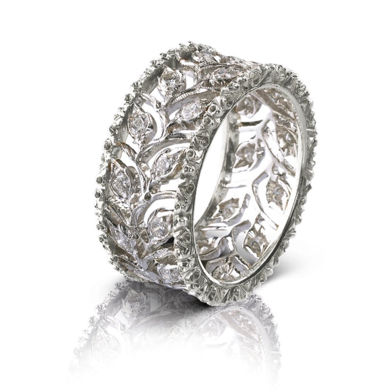Buccellati - Ramage - Eternelle Band Ring with Diamonds, 18k White Gold