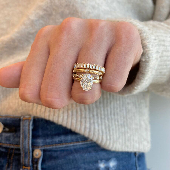 Dana Rebecca Designs - Sadie Pearl - Vertical Baguette Eternity Ring, Yellow Gold