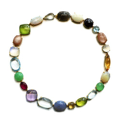 Eclat Jewels - Multicolor Gemstones Necklace, 18k Yellow Gold