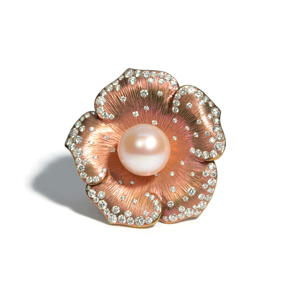 Eclat Jewels - One of a Kind Flower Ring with Freshwater