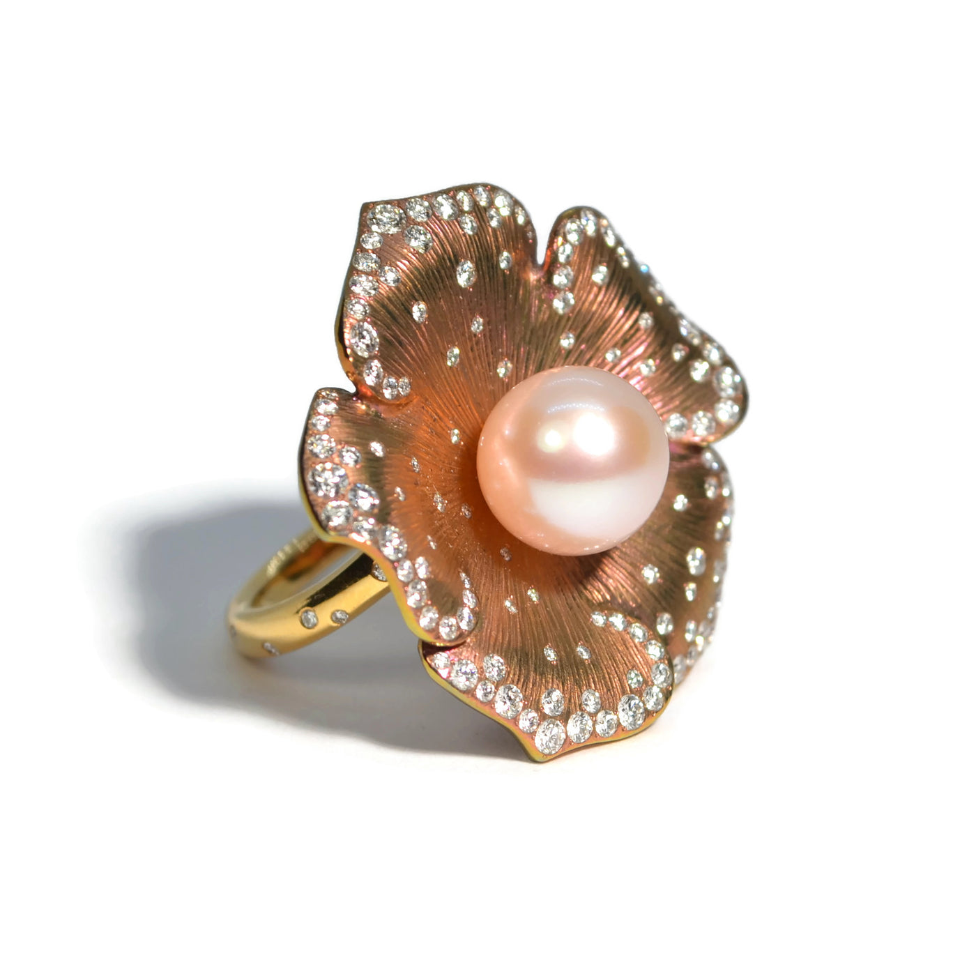 Carnelian & Brown 2024 Fresh Water Pearl Flower Ring / Size 8.5