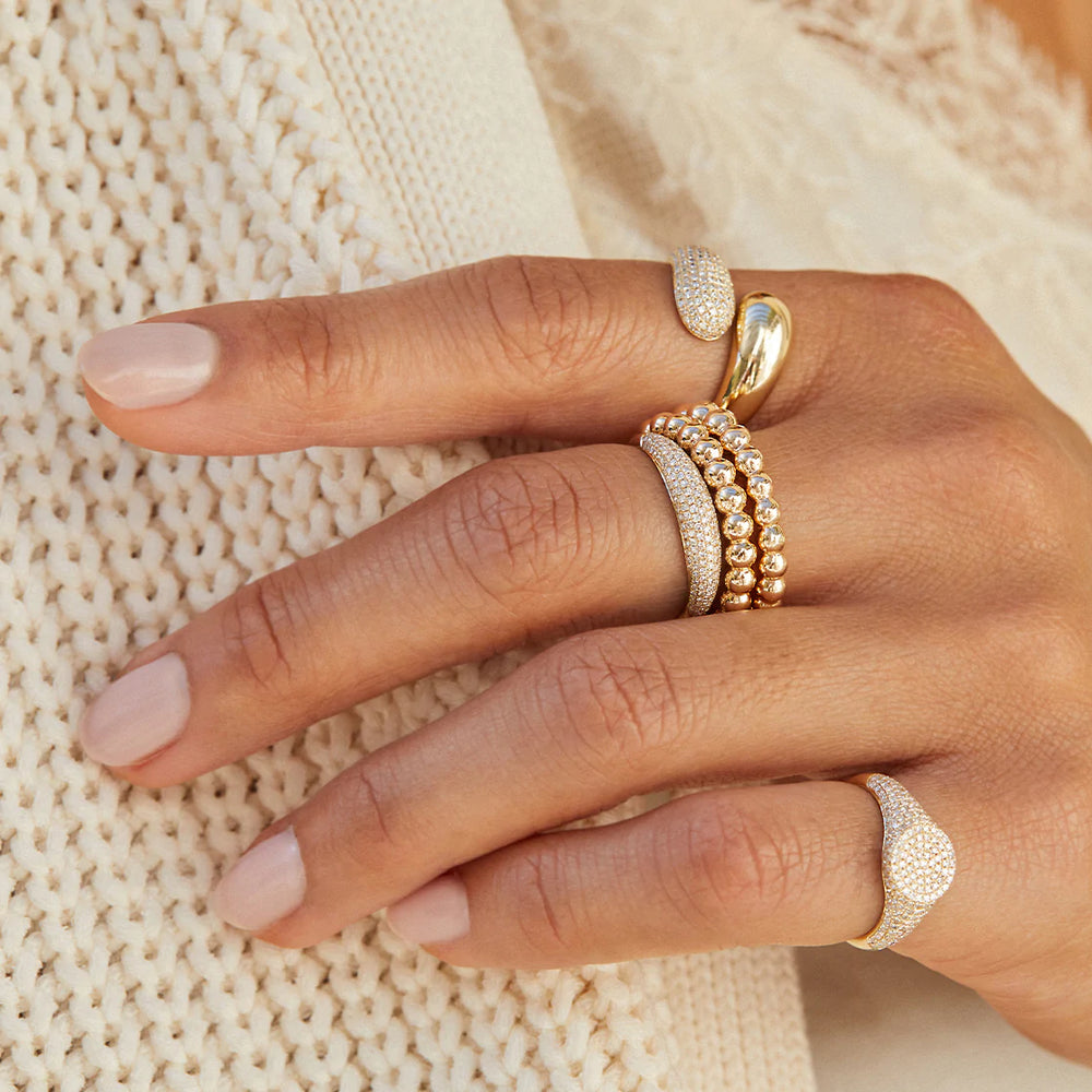 EF Collection Gold Mini Ball Stack Ring Yellow Gold