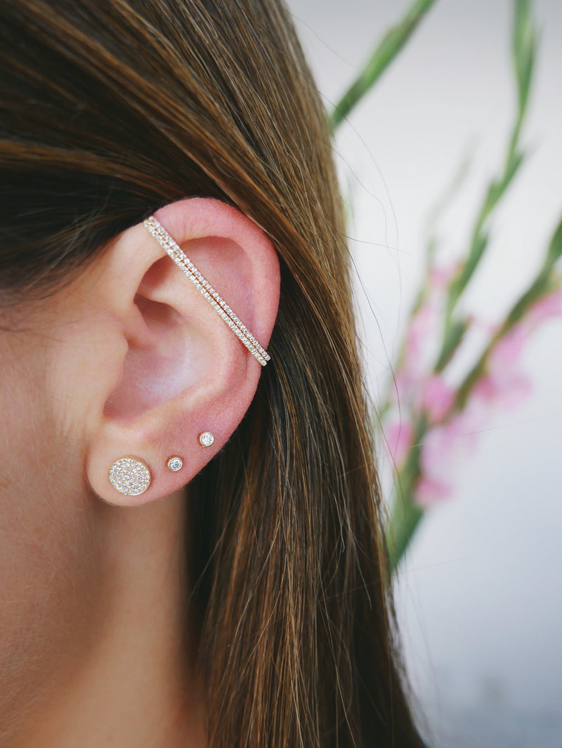 EF Collection - Diamond Bezel Single Stud Earring, White Gold