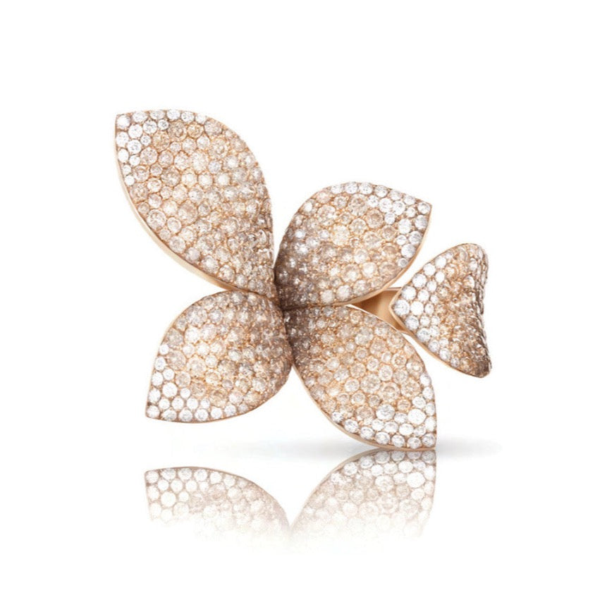 Pasquale Bruni Giardini Segreti Ring, 18k Rose Gold with Diamonds, Five  Leaves Flower